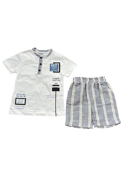 Hafez Kids Men's Summer Pocket Shorts Button T-Shirt Note Digital Printed Luxury Double Suit