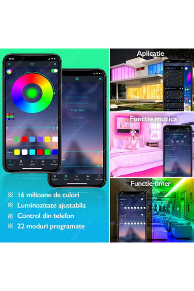 Huerler Kit Bandă LED RGB Inteligentă 27 metri (2 X 13,5m)