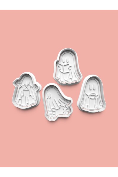 AKTASTORE Ghost Figure Cookie Mold and Sugar Dough Mold Set of 4 0443-Set