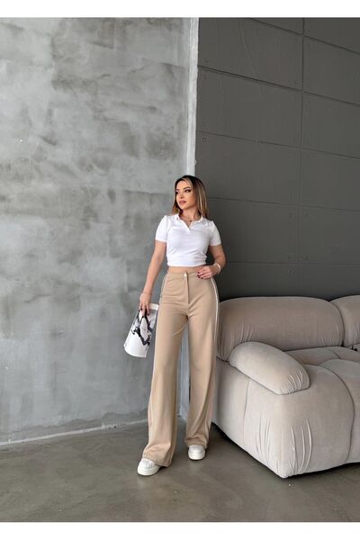 RPT MODA ARABİYELİ YÜKSEK BEL LİKRALI PALAZZO PANTOLON