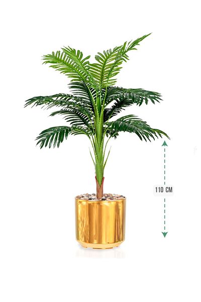 DRAMA HOME Luxury artificial palm tree with a shiny gold pot - a touch of luxury to your home or office decor