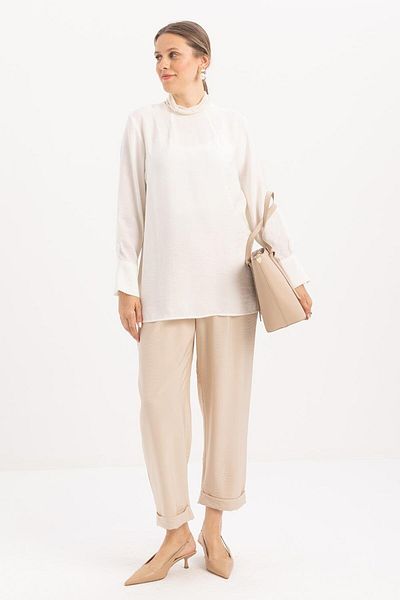 ALLDAY Ecru-Pens Detailed Modal Tunic
