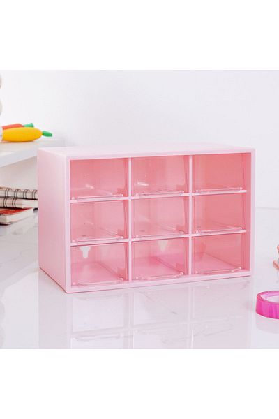Choice Pink Desk Storage Box for Mini Drawers, Stackable Nine-square Grid Storage Box, Hairpin/sticker/jewe
