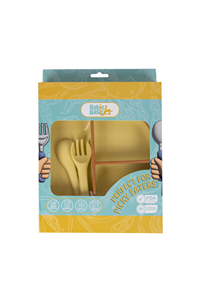 Babies Basic مجموعة تغذية الأطفال الأساسية، 3 قطع، طبق تغذية من السيليكون، مل...