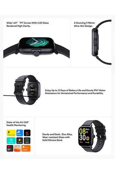 AUKEY AUKEY Smartwatch 1.69-inch TFT LCD display, IP68 Waterproof, 12Days Battery Life Fitness Tracker