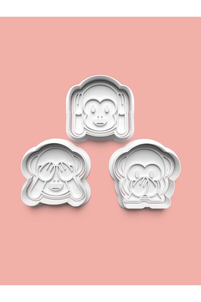 AKTASTORE Three Monkey Cookie Mold and Sugar Dough Mold Set of 3