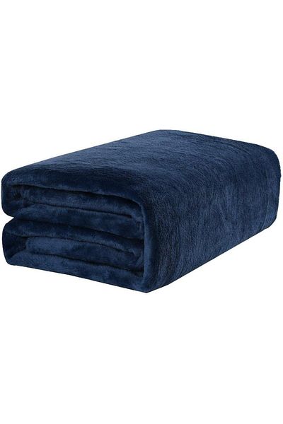 Fabienne Silky Soft Single Blanket Navy Blue 150x200cm Flannel Throw Blanket 280 GSM