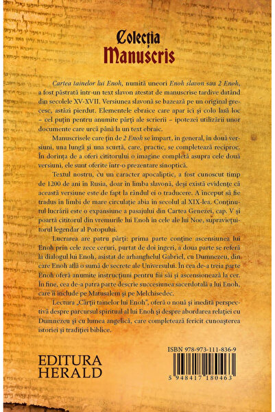 Editura Herald Cartea Secretelor lui Enoh - cunoscută și sub numele de Enoh slav sau 2 Enoh