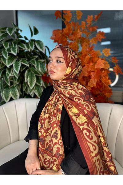 Oxygen Scarfs Lily Pattern Cotton Silk Shawl-10008