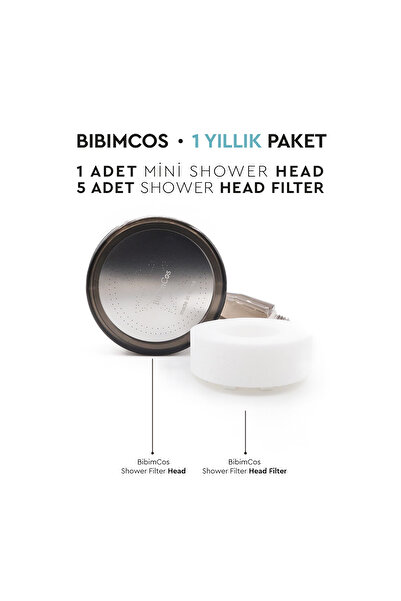 Bibimcos Mini Shower Head + 5 Adet Yedek Filtre ( 1 Yıllık Set)