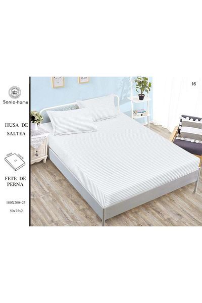 Sonia-home Mattress cover 180X200 ±25 cm and 2 pillowcases 50X75 cm Sonia Home Design - white