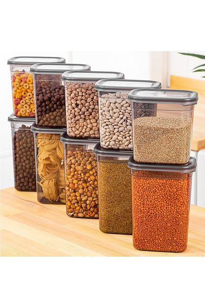 UnicUtil Set of 10 food containers, UniqueUtil, Spacious Lightweight, Anthracite