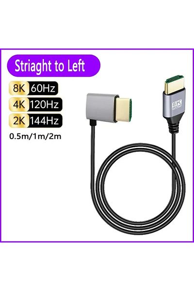 BSN 0.5m Straight to Left 8K 90 degree HDMI 2.1V Cable Cord 8K 60Hz 4K 120Hz 48Gbps EARC ARC HDCP Ultra