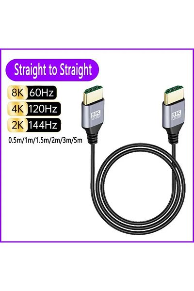 BSN 0.5m Straight 8K 90 degree HDMI 2.1V Cable Cord 8K 60Hz 4K 120Hz 48Gbps EARC ARC HDCP Ultra High Spe