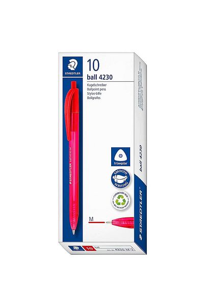 Staedtler Set of 10 ballpoint pens, retractable, Staedtler 4230 M Red