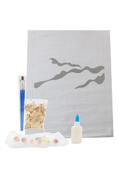 Roco Mountain Gold Leaf with Wooden Frame Paint-by-Number 7 Paint Pot + 3 Brush + Canvas Pattern
