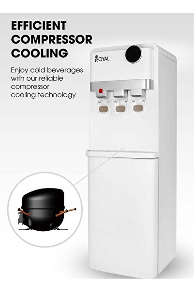 Royal Stand Water Dispenser With Refrigerator/ 3 Taps Hot, Cold & Normal/ Ra-wd300-wr White