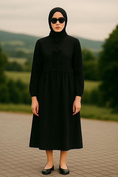 HAKKE Bow Detailed Flowing Skirt Hijab Set