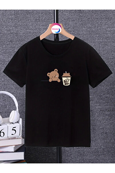 Pelna tricou pentru copii imprimat crew neck top alb negru