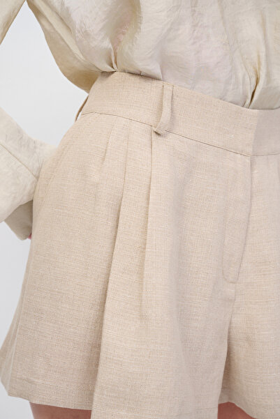 Love My Body Moda Tutkusu Pileli Keten Şort