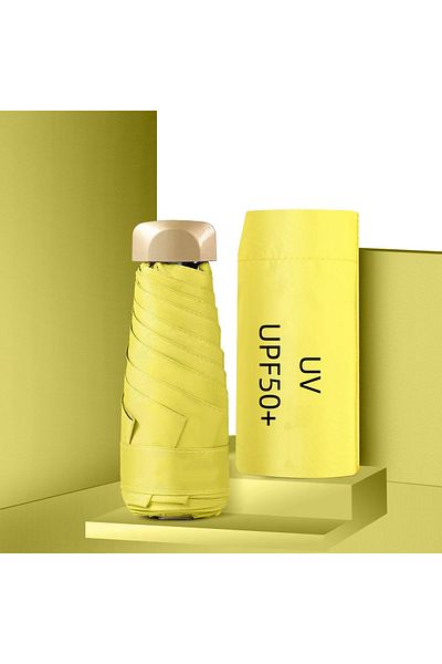 Choice Yellow Mini Pocket Umbrella Small Sun Rain Umbrellas Vinyl Folding Umbrella UV Ultraviolet Protectio