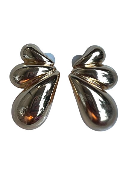 Bo Takı ve Aksesuar Steel Gold Color Triple Drop Earrings