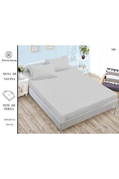 Sonia-home Mattress cover 180X200 ±25 cm and 2 pillowcases 50X75 cm Sonia Home Design - pearl gray