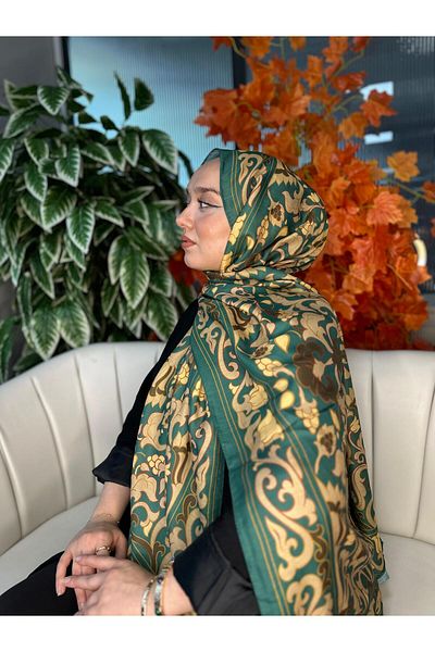 Oxygen Scarfs Lily Pattern Cotton Silk Shawl-10008
