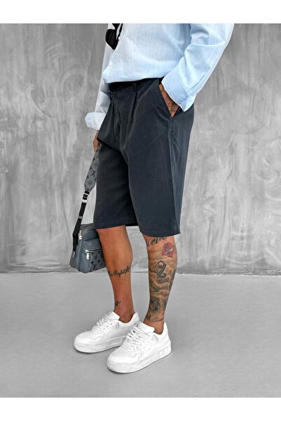 ablukaonline Men's Baggy Cut Lyocell Fabric Shorts Black