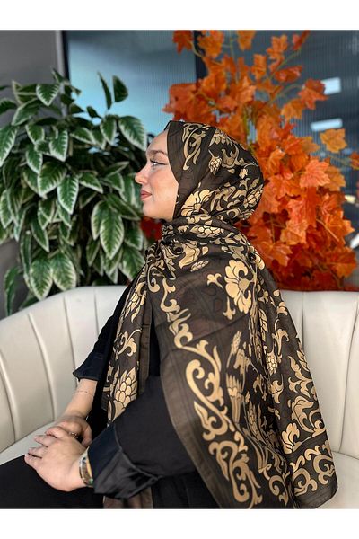 Oxygen Scarfs Lily Pattern Cotton Silk Shawl-10008