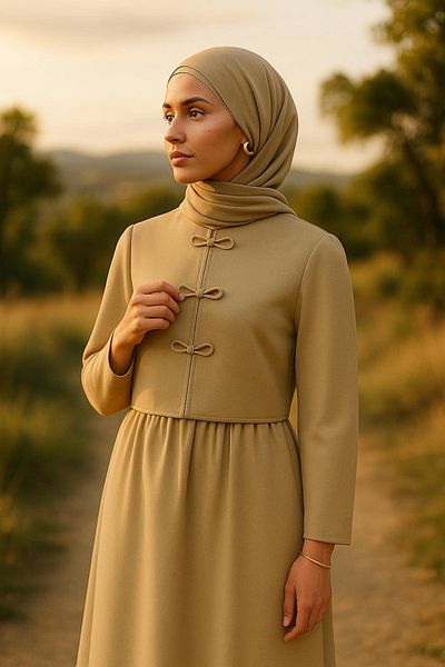 HAKKE Bow Detailed Flowing Skirt Hijab Set