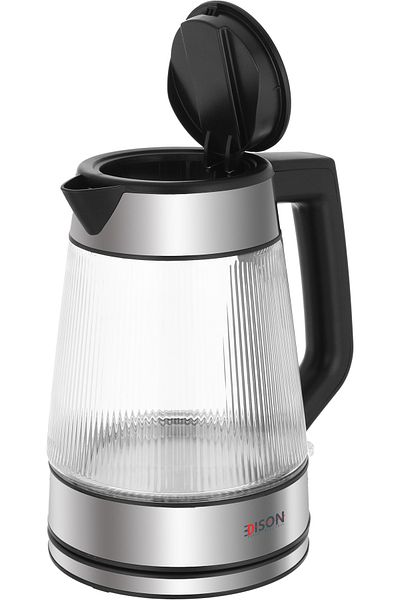 Edison Electric Glass Water Kettle Edison, 1.7 Liter, 2200W, K735MN - Silver Black
