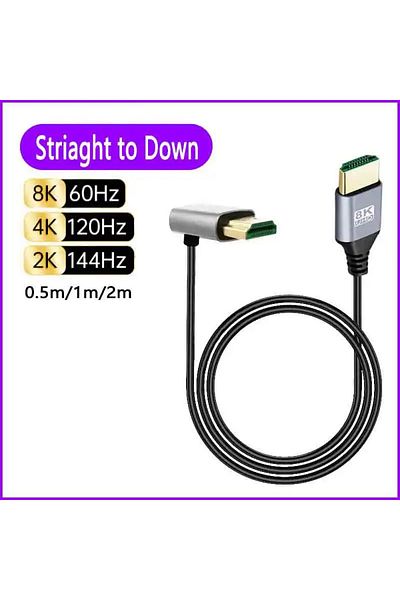 BSN 1m Straight to Down 8K 90 degree HDMI 2.1V Cable Cord 8K 60Hz 4K 120Hz 48Gbps EARC ARC HDCP Ultra Hi
