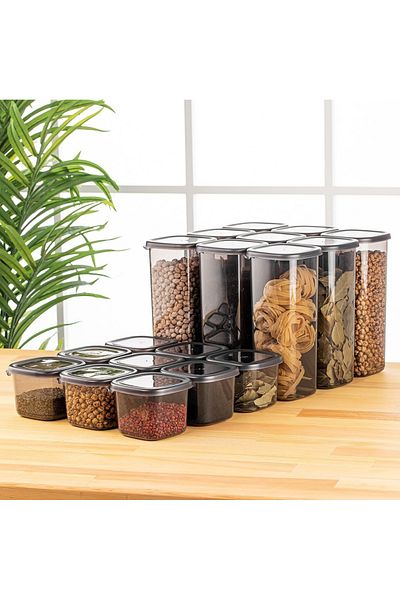 UnicUtil Set of 18 food containers, UniqueUtil, Modern Versatile, Anthracite