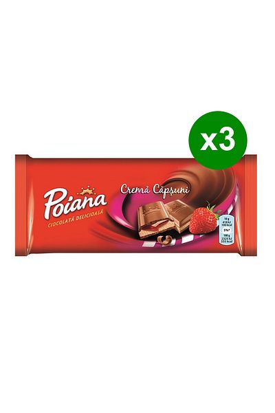 Poiana Ciocolată cu căpșuni 90 g x 3 bucăți
