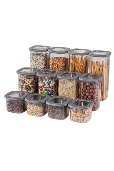 UnicUtil Set of 12 food containers, UniqueUtil, Spacious Versatile, Anthracite