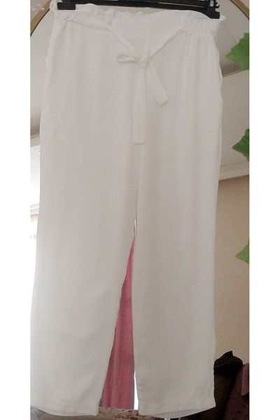 Dagü Design Women's Elasticated Waistband Ecru Summer Crepe Pants