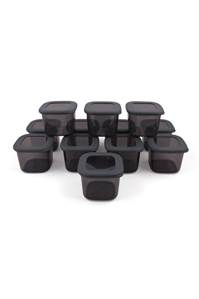 UnicUtil Set of 12 spice containers, UnicUtil, Elegant Compact, Anthracite