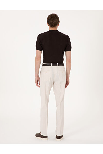 Pierre Cardin Bej Slim Fit Keten Karışımlı Pileli Kumaş Pantolon 50306776-VR011