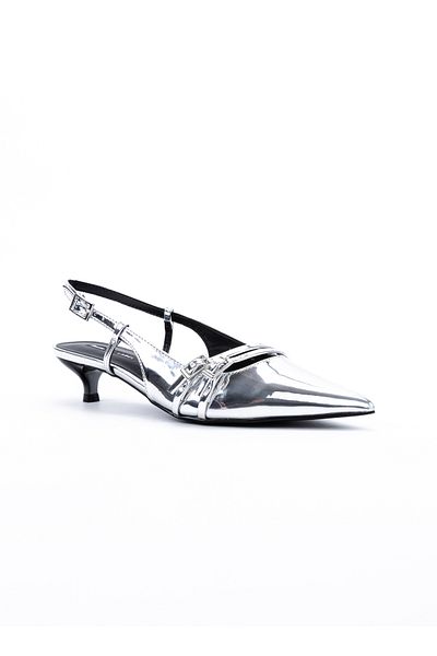 BATA Metallic Slingback Kitten Heel Pumps