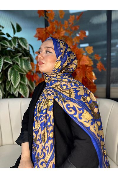 Oxygen Scarfs Lily Pattern Cotton Silk Shawl-10008