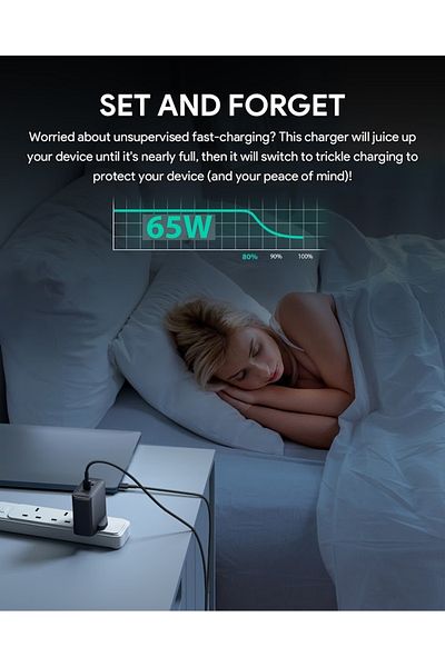 AUKEY Omnia II 65W PD & Super Fast Wall Charger with GaN Power Technology PA-B6T Black
