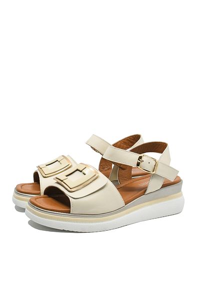 Dogati Sandale joase wedge Dogati bej din piele naturală