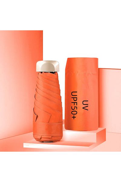 Choice Orange Mini Pocket Umbrella Small Sun Rain Umbrellas Vinyl Folding Umbrella UV Ultraviolet Protectio