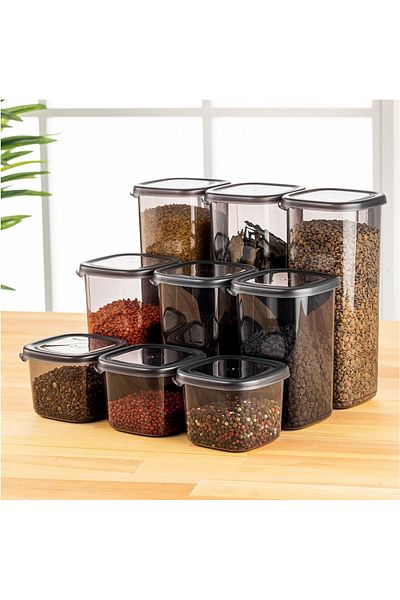 UnicUtil Set of 9 food containers, UnicUtil, Premium Sturdy, Anthracite