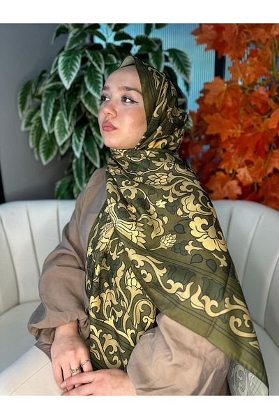 Oxygen Scarfs Lily Pattern Cotton Silk Shawl-10008