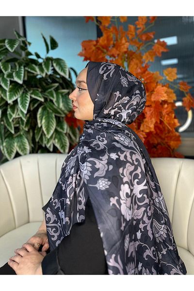 Oxygen Scarfs Lily Pattern Cotton Silk Shawl-10008