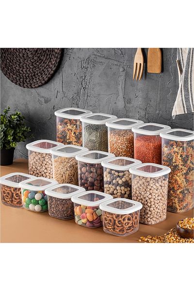 UnicUtil Set of 15 food containers, UnicUtil, Compact Spacious, White