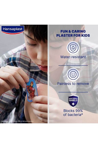 Hansaplast Kids Plasters Marvel 20pcs Fun, Gentle & Protective Wound Care for Children