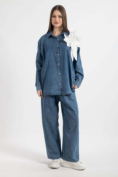 Hatun Atila Flower Detailed Jeans Set 7979
